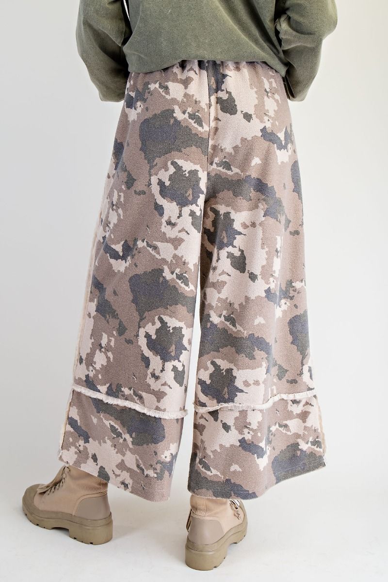 Camo Terry Wide Leg Pants (REG)