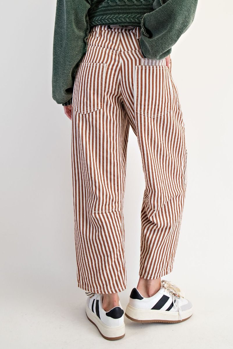 Washed Stripe Twill Pants in Mocha (REG)