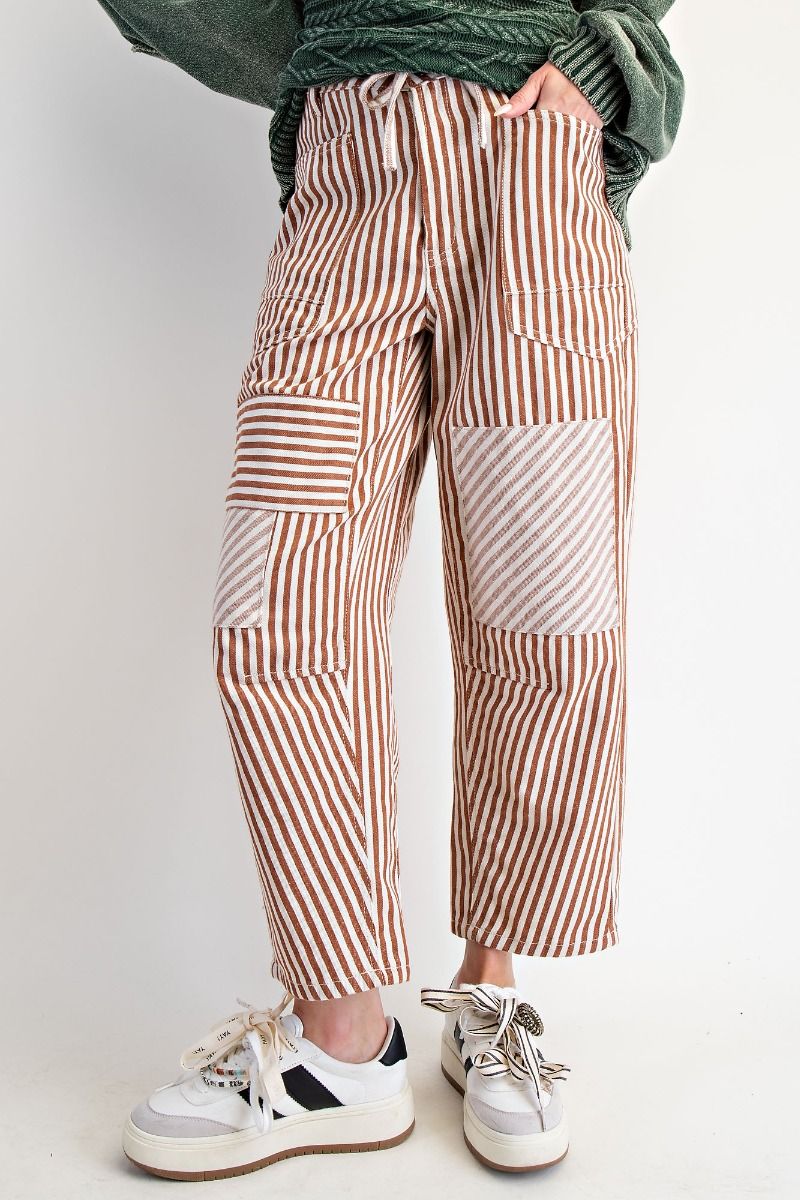 Washed Stripe Twill Pants in Mocha (REG)