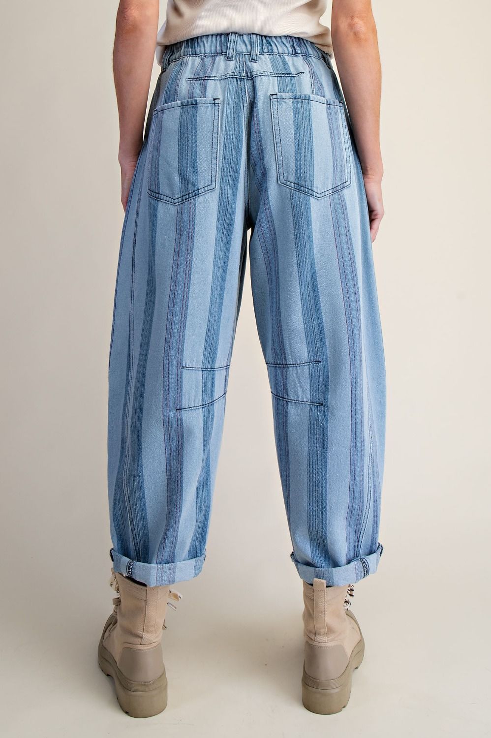 Striped Light Denim Barrel Pants (REG)