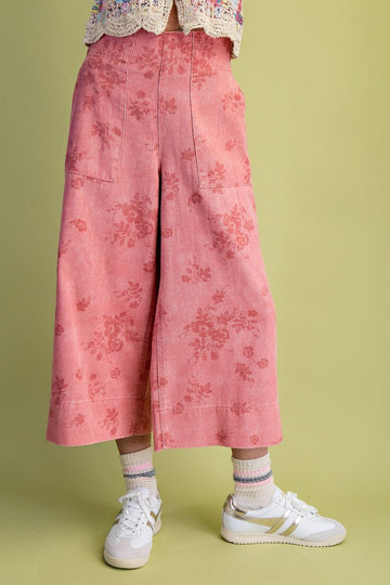 Floral Twill Pants in Antique Rose (REG)