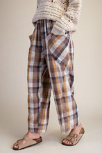 Plaid Linen Pants in Camel Brown (REG)