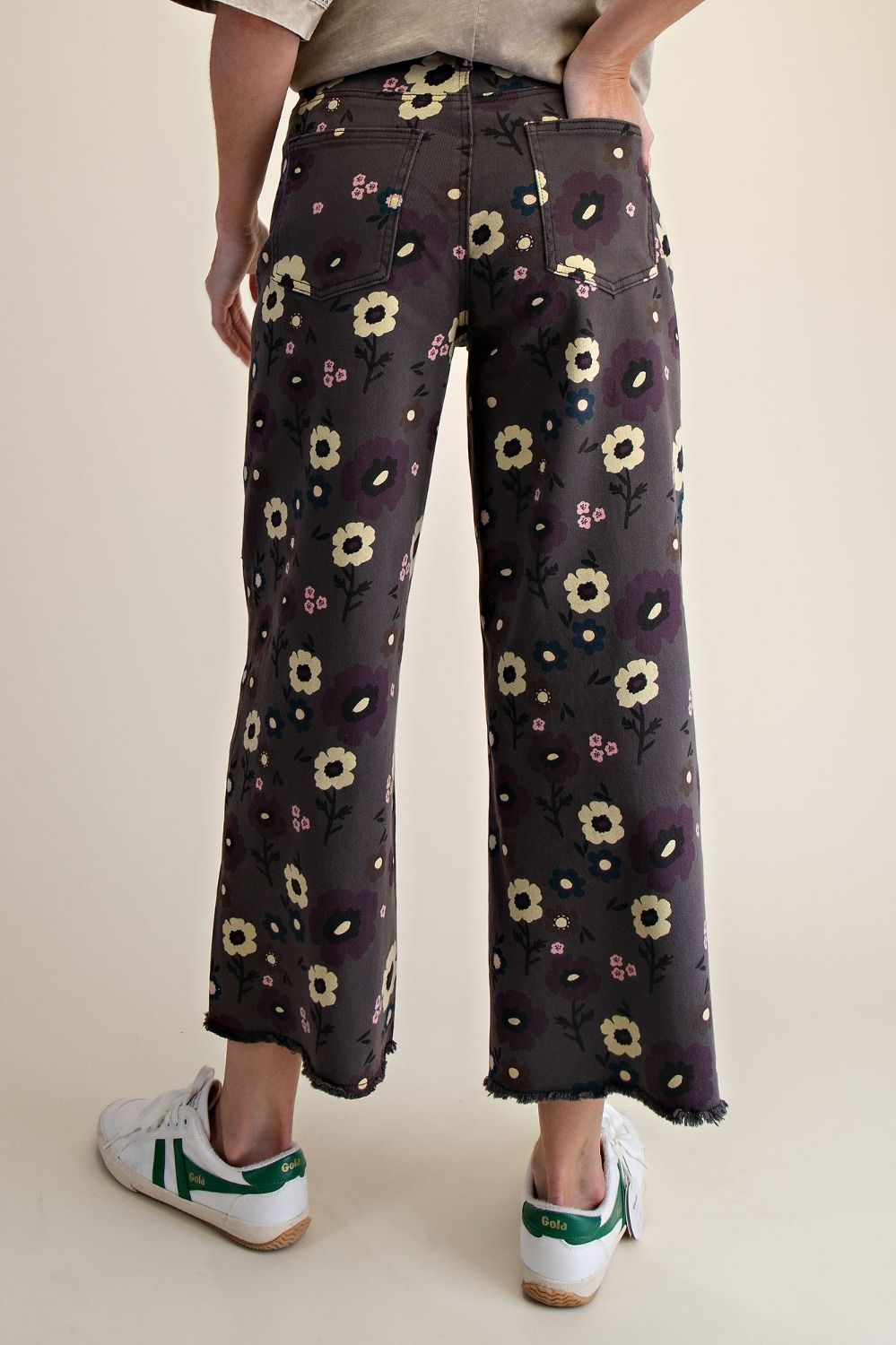 Joyful Flower Twill Pants in Ash (REG)