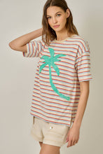 Palm Patch Striped Top in Ivory/Emerald (REG)