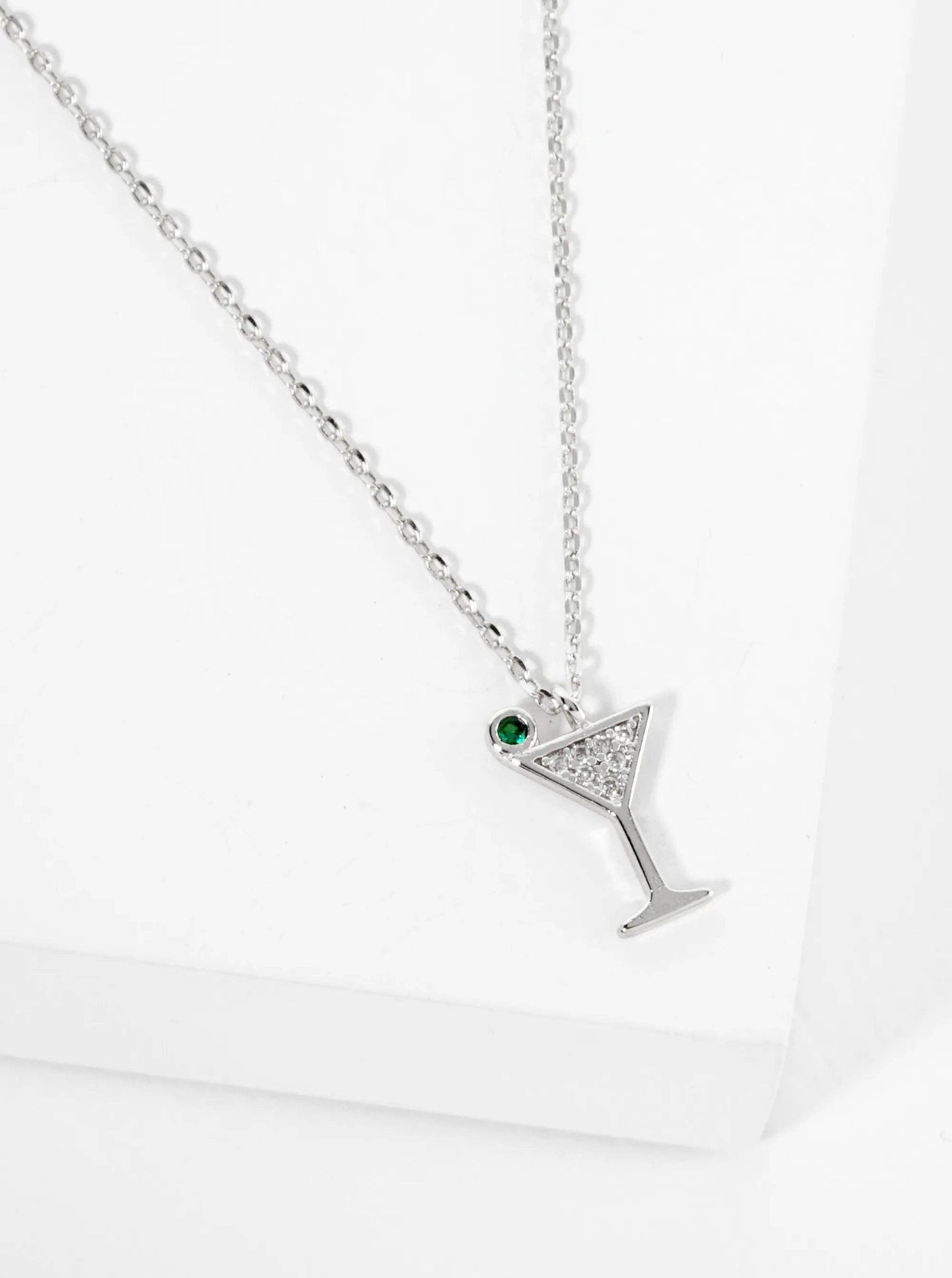 18K Dipped CZ Martini Necklace