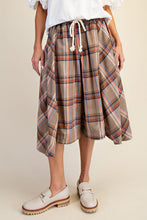 Plaid Linen Wide Leg Culotte Pants in Mushroom (REG)