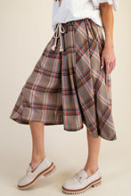 Plaid Linen Wide Leg Culotte Pants in Mushroom (REG)