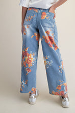 Orange Floral Lt. Denim Barrel Jeans (REG)