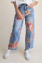 Orange Floral Lt. Denim Barrel Jeans (REG)
