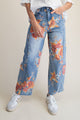 Orange Floral Lt. Denim Barrel Jeans (REG)