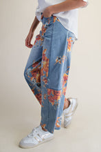 Orange Floral Lt. Denim Barrel Jeans (REG)