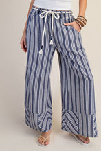 Striped Linen Palazzo Pants in Blue (REG)