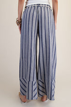 Striped Linen Palazzo Pants in Blue (REG)