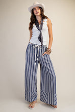 Striped Linen Palazzo Pants in Blue (REG)