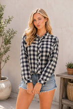Buffalo Plaid Button Top in Navy (REG)