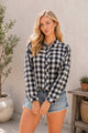Buffalo Plaid Button Top in Navy (REG)