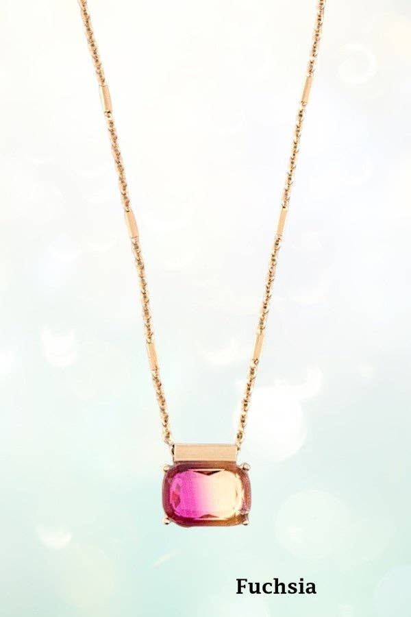 2 Tone Rectangle Stone Necklace