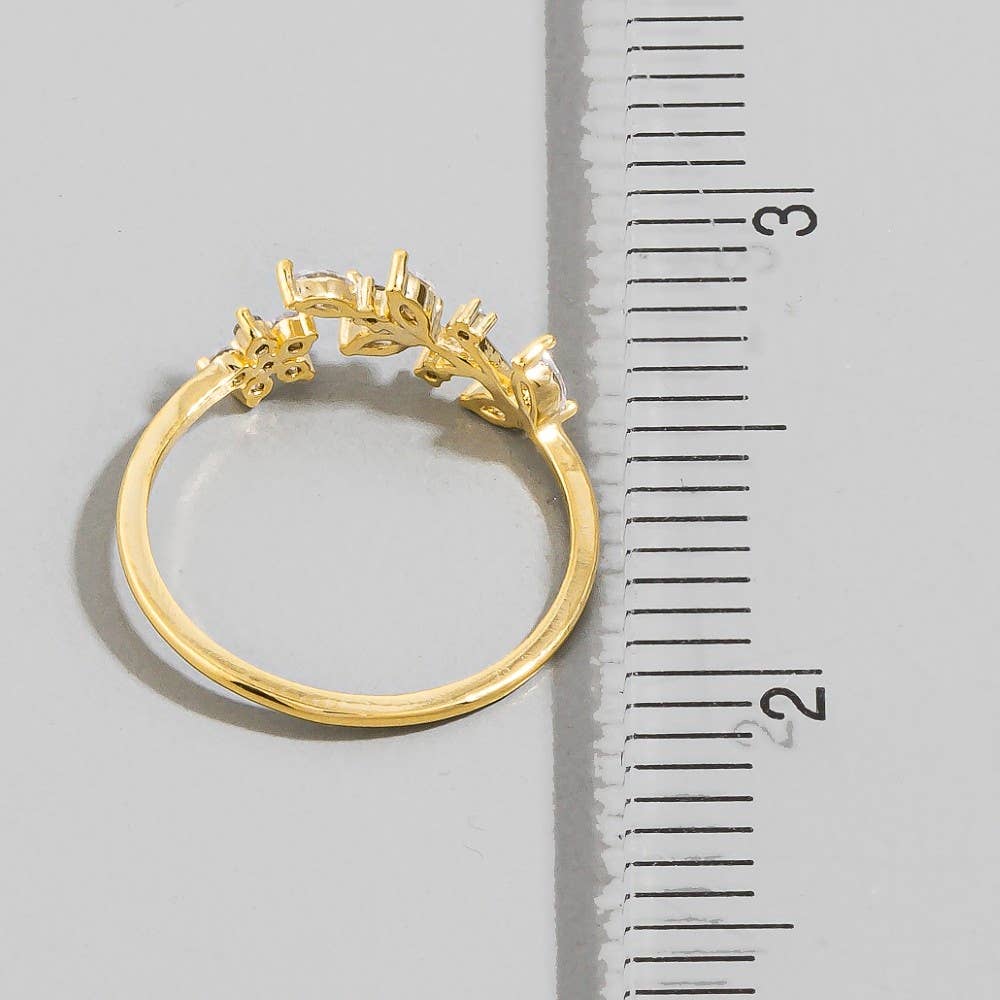 Delicate Rhinestone Leaf Ring