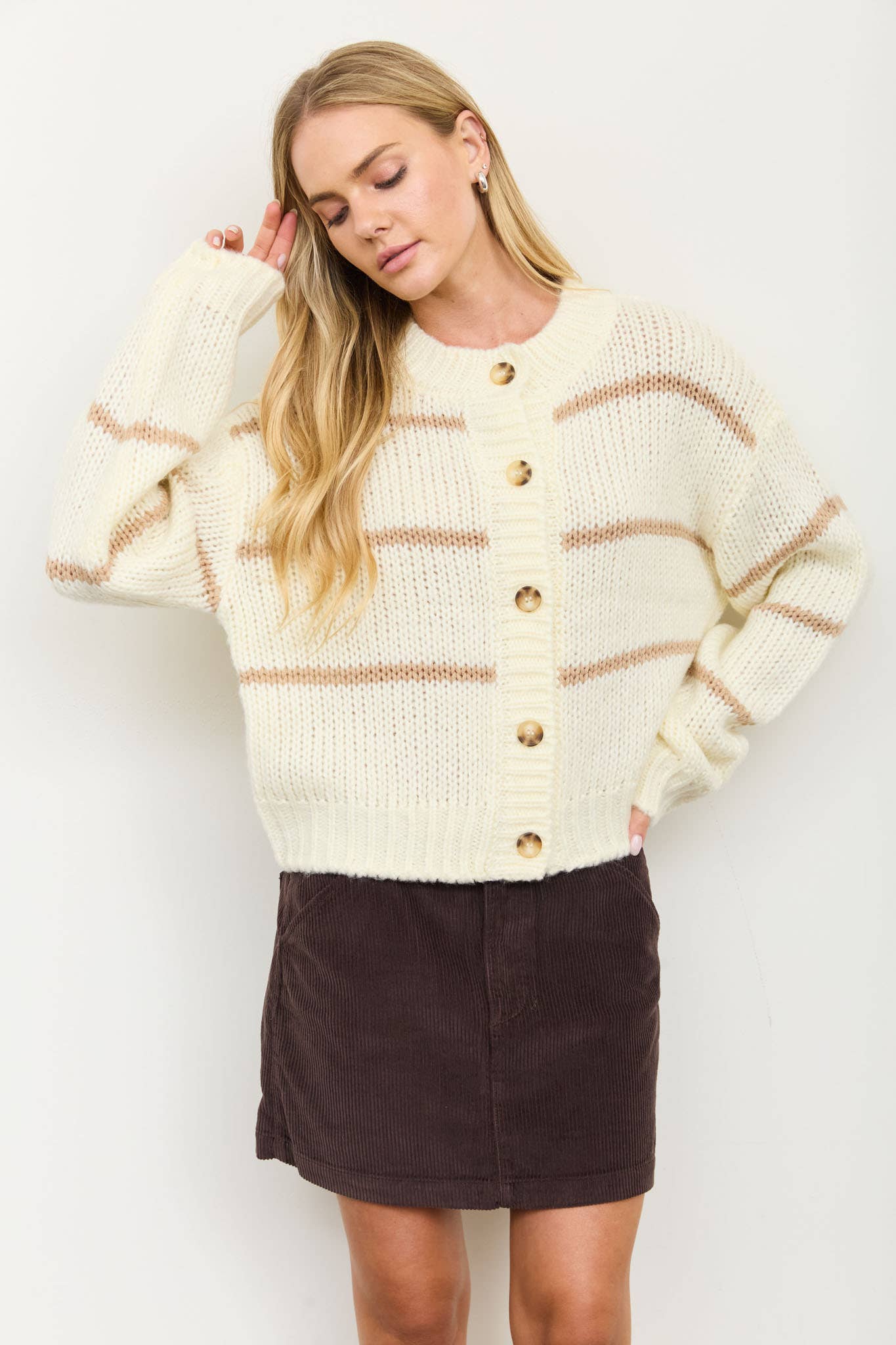 Brown & Blue Striped Cardigan (REG)