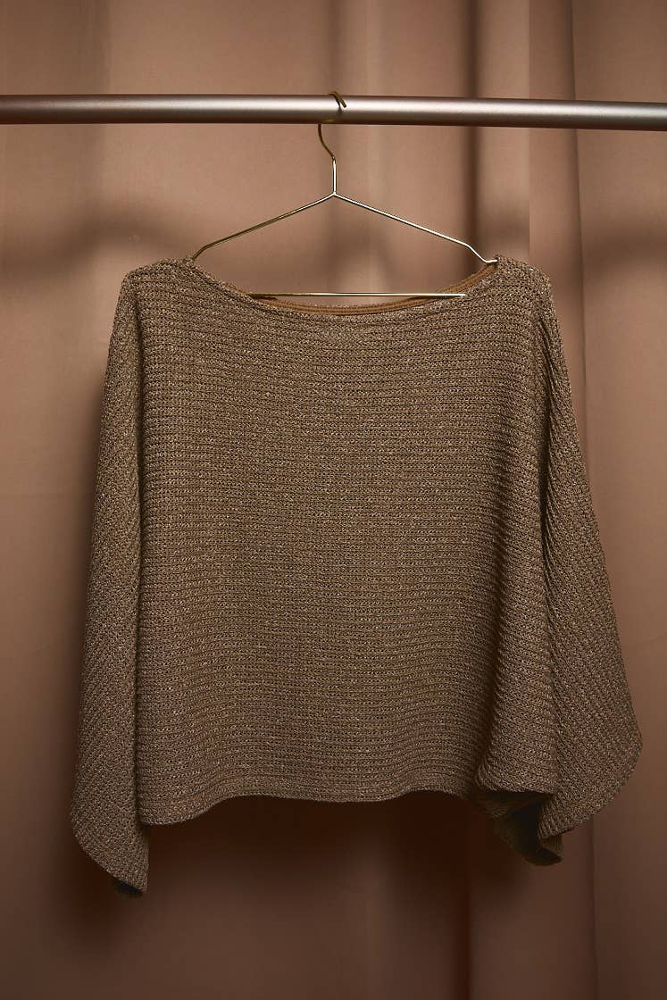 Feeling Fall Poncho Sweater in Brown (REG)