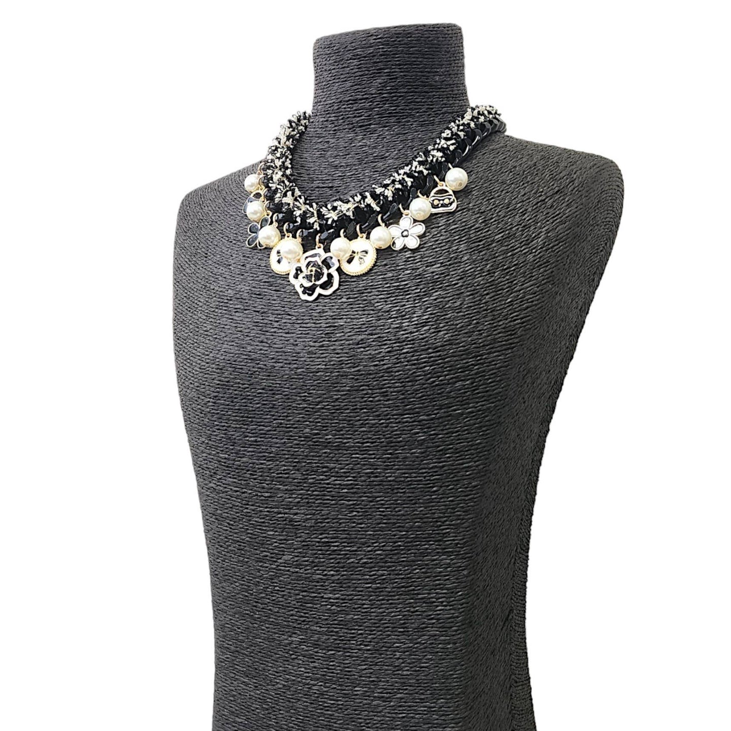 Fabric Pearl Charm Necklace