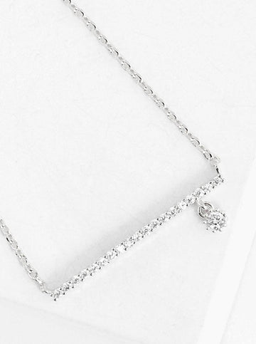18K Dipped Cz Pave Bar Pendant Necklace