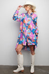 Printed High Low Shirt Dress in Royal Orange (REG)