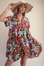 Floral Challis Summer Dress in Mocha (REG)