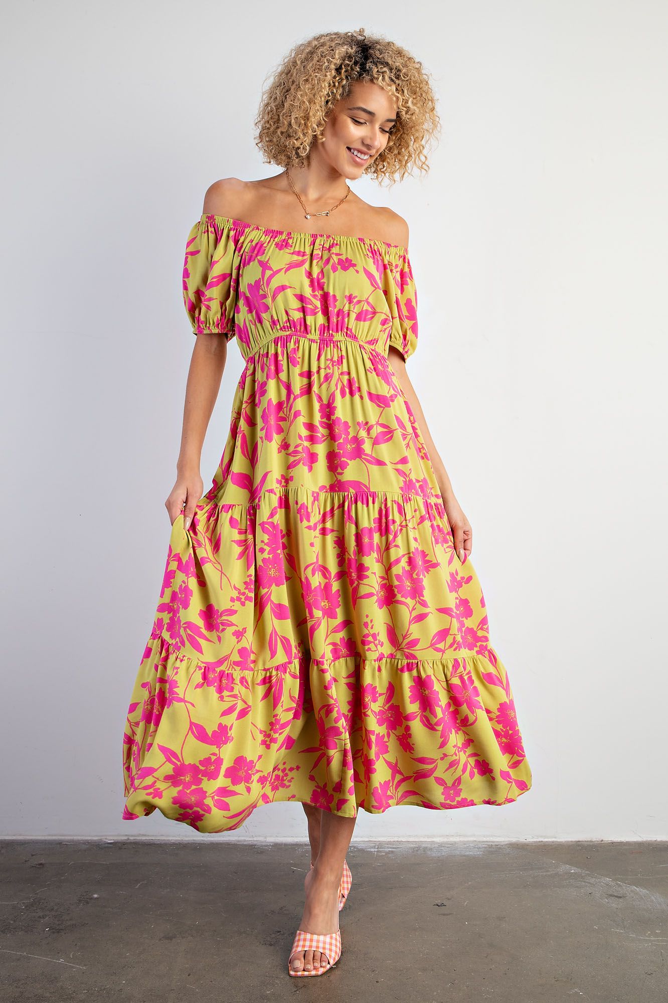 Pistachio Floral Challis Maxi Dress (REG)