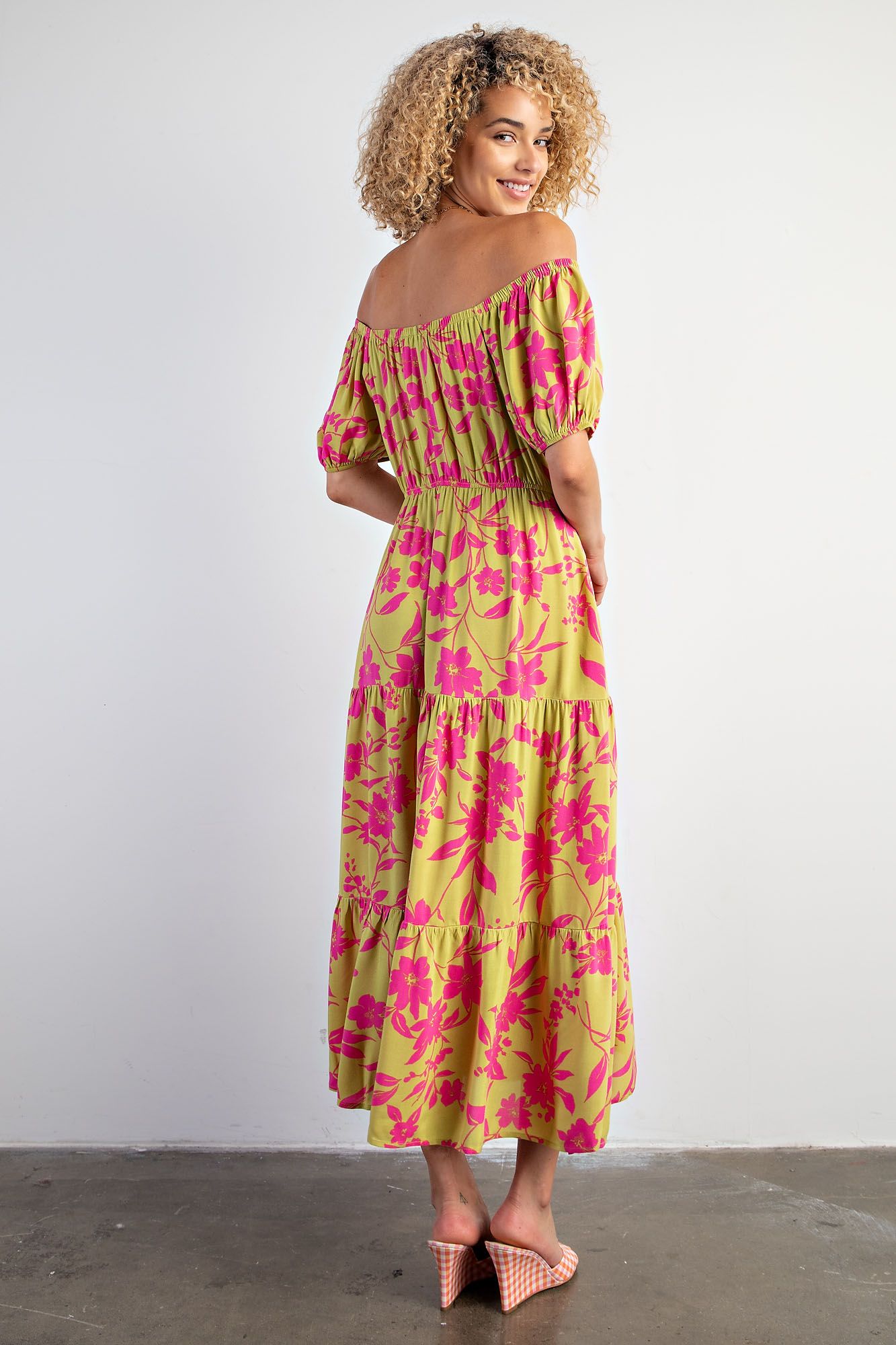Pistachio Floral Challis Maxi Dress (REG)