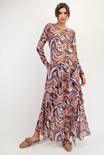 Swirling Marble Maxi Dress in Cherry Wood (REG)