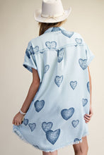 Heart Print Denim Shirt Dress (REG)