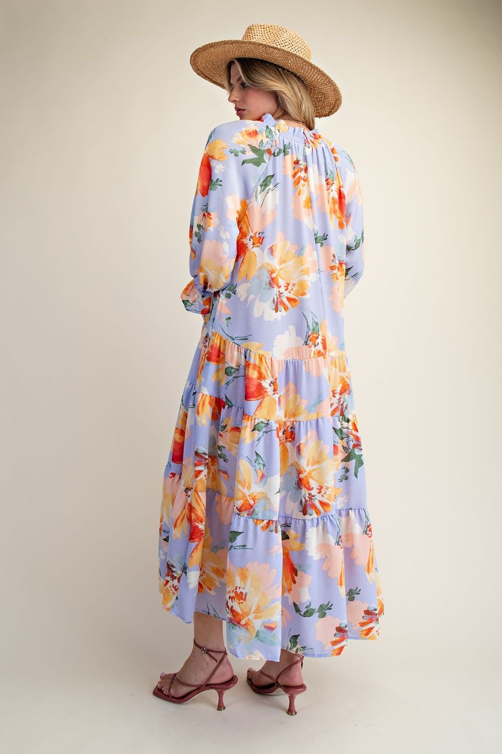 Krista Floral Maxi Dress in Blue (REG)