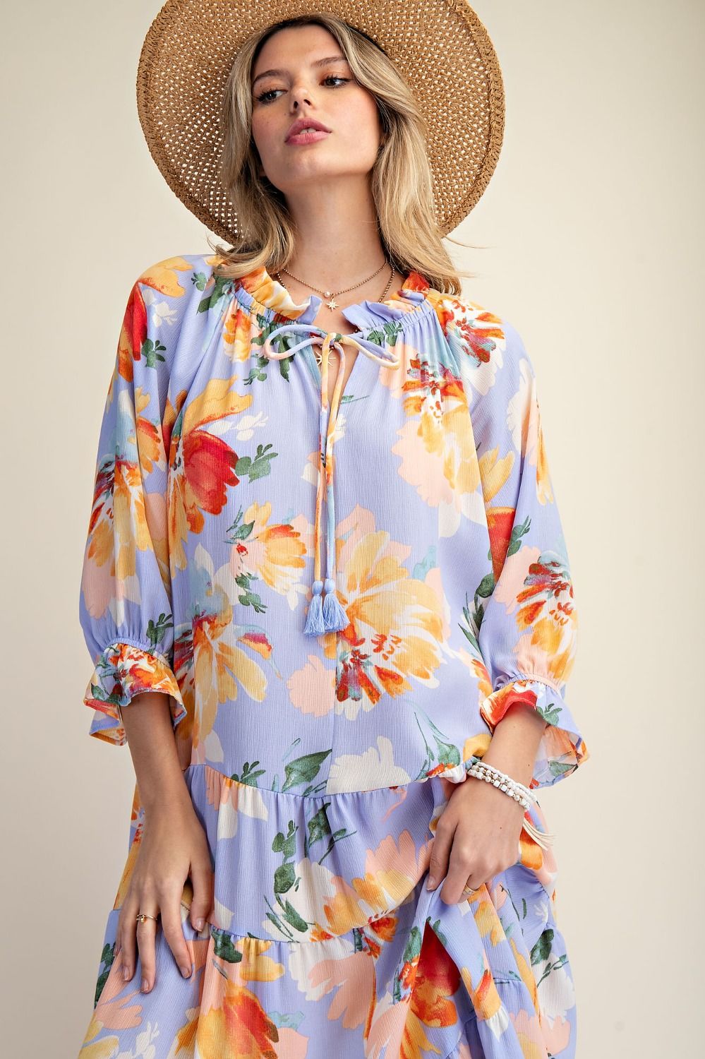 Krista Floral Maxi Dress in Blue (REG)