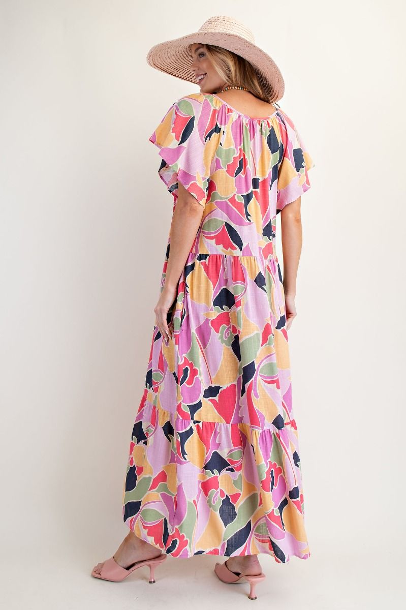 Vacation Print Maxi Dress in Lilac (REG)