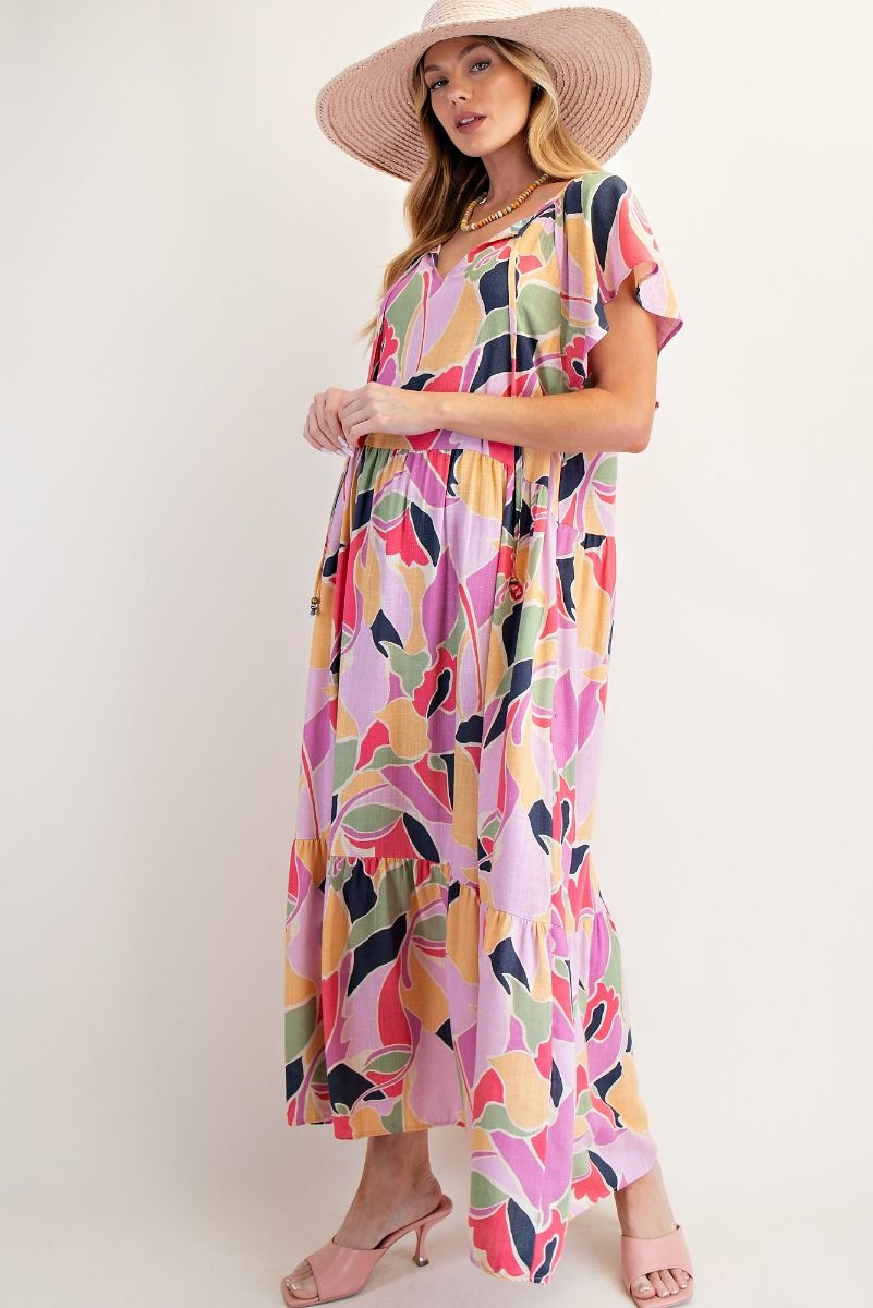 Vacation Print Maxi Dress in Lilac (REG)