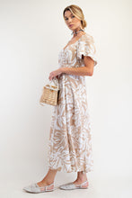 Leaf Printed Linen Maxi Dress in Khaki (REG)