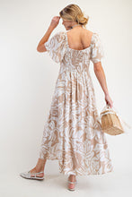Leaf Printed Linen Maxi Dress in Khaki (REG)