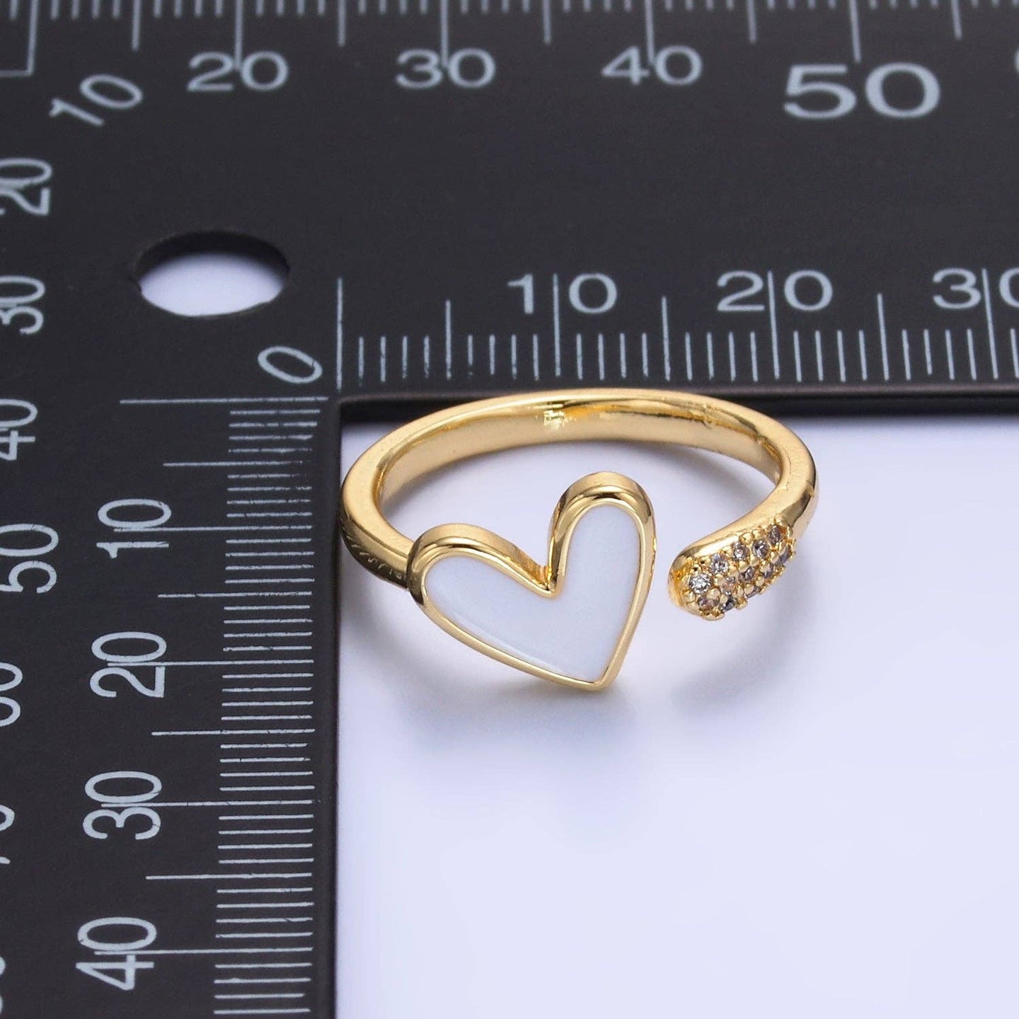 24K Filled White Heart Wrap Ring
