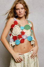 Green/Ivory Flower Crochet Crop Top (REG)
