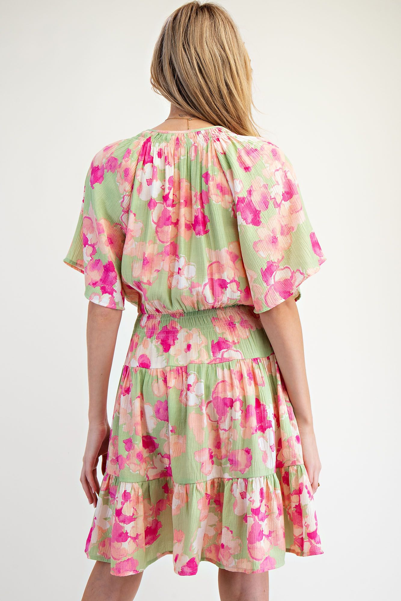 Sage Peach Blossom Dress (REG)