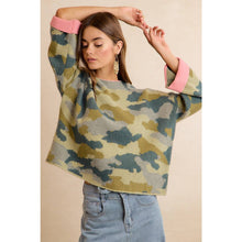 Camo Contrast Roll Sleeve Sweater (REG)