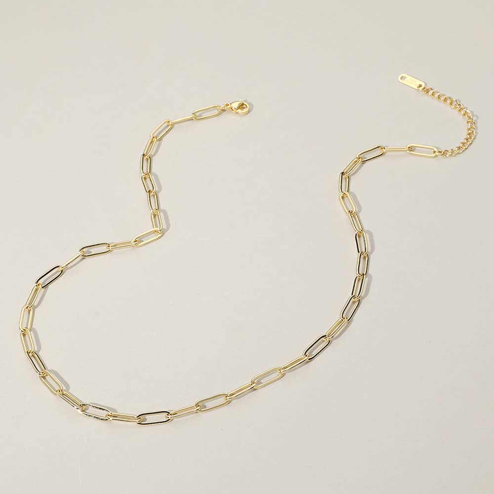 14K Gold Plated Paperclip Chain Necklace