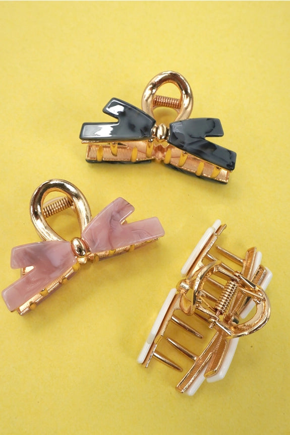 Marble Ribbon Claw Clip