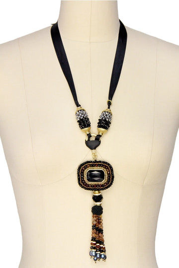 Tribal Tassel Ribbon Necklace