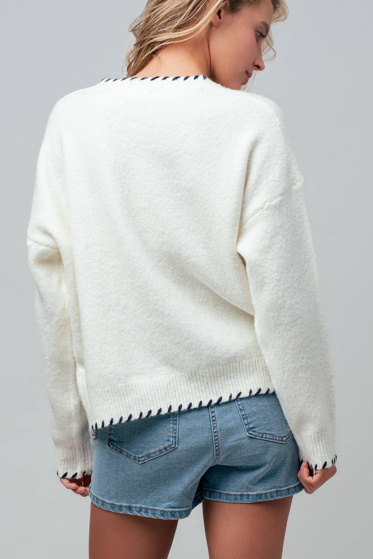 Whipstitch Lighthouse Sweater in Ivory (REG)