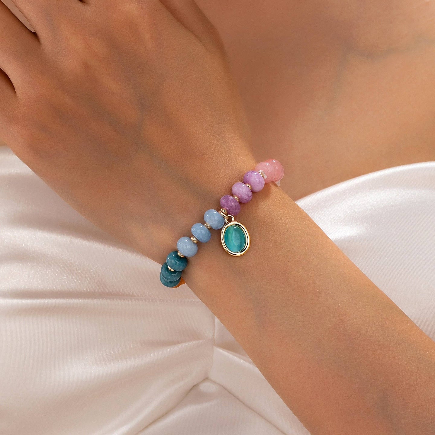 Natural Stone Cateye Stretch Bracelet