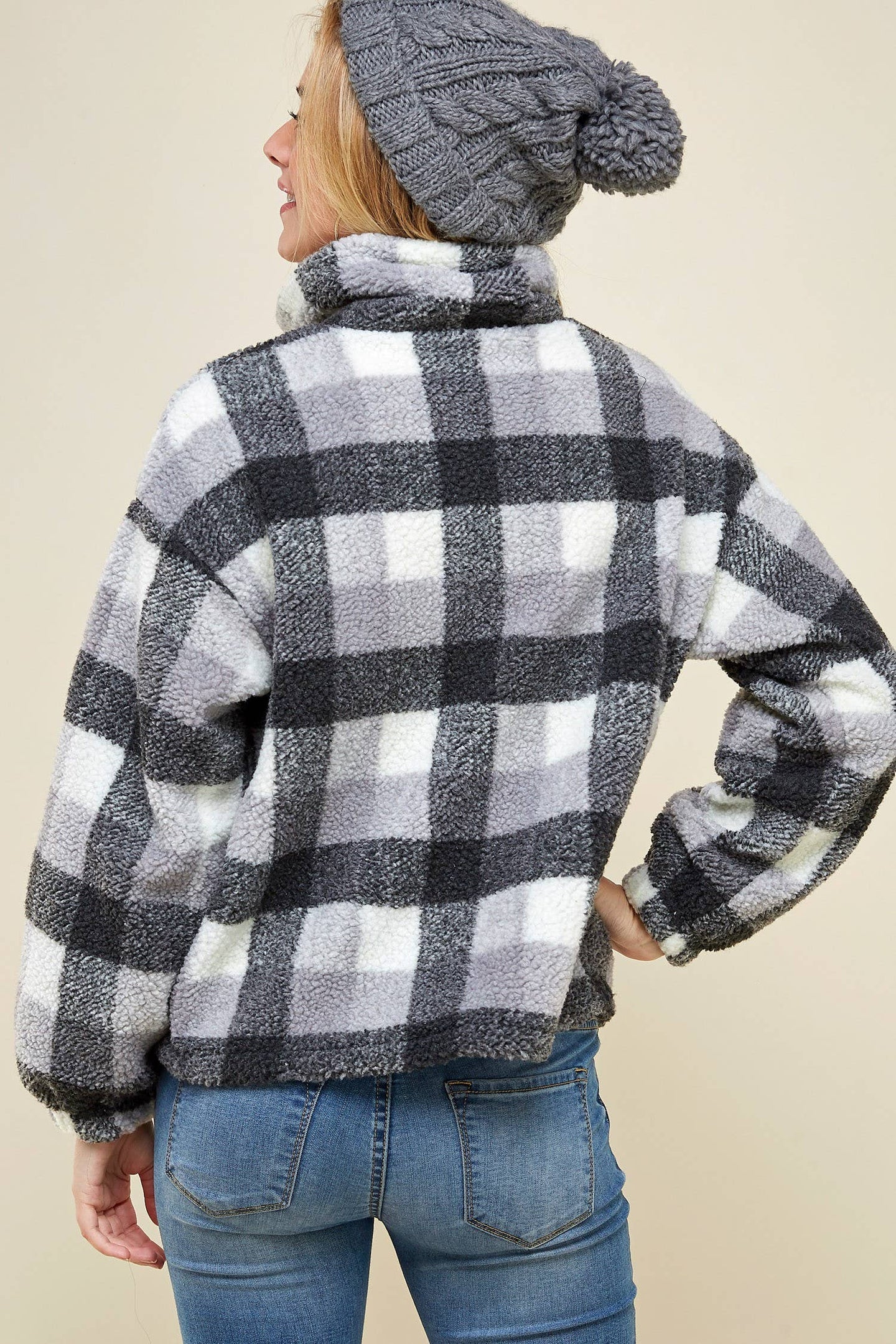Half Zip Plaid Sweater (REG)