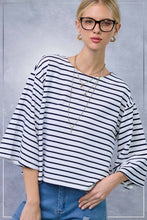 Striped Semi Crop Top in White/Navy (REG)