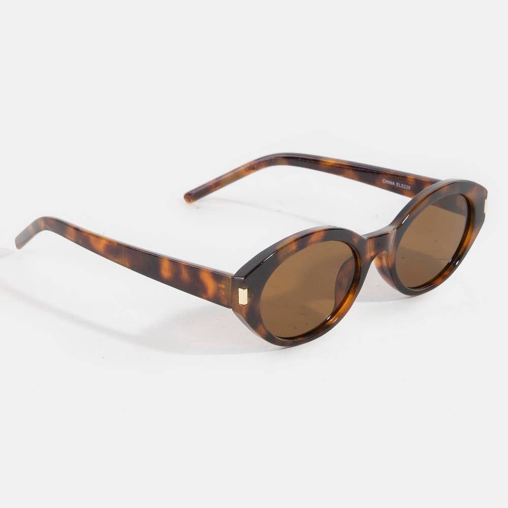 Metallic Accent Oval Sunglasses